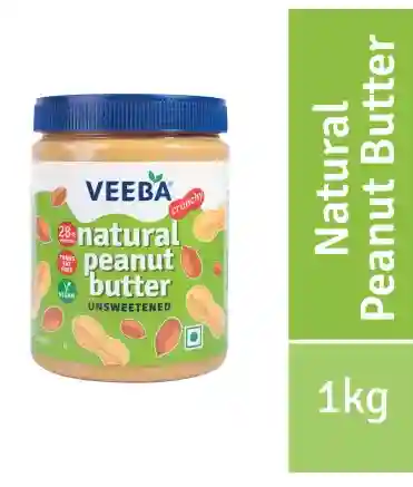  VEEBA Natural Peanut Butter Crunchy - Unsweetened,100% Peanuts 1 kg (Nut Butter)